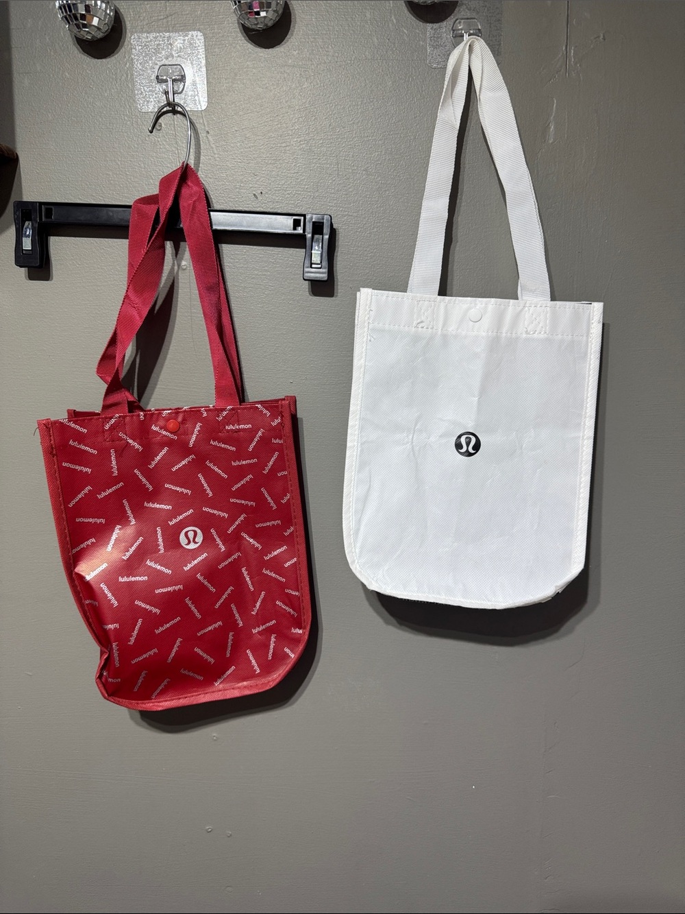 lululemon athletica Red and White Logo Tote Duo — Reusable Shopping Bags